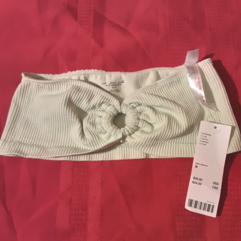 Urban Outfitters Light Green Ribbed Bandeau